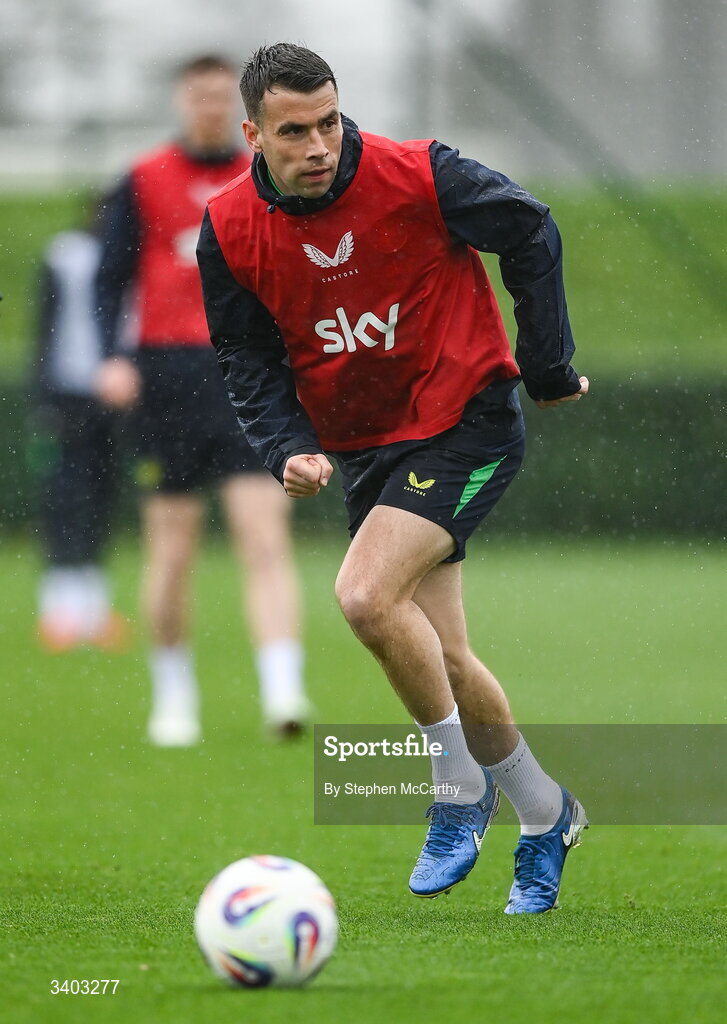 24 March 2026; Seamus Coleman during a Republic of Ireland men's training session at the FAI National Training Centre in Abbotstown, Dublin. Photo by Stephen McCarthy/Sportsfile