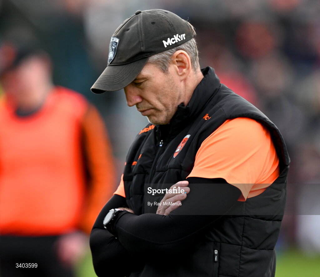 22 March 2026; Armagh manager Kieran McGeeney before the Allianz Football League Division 1 match between Armagh and Kerry at BOX-IT Athletic Grounds in Armagh. Photo by Ray McManus/Sportsfile