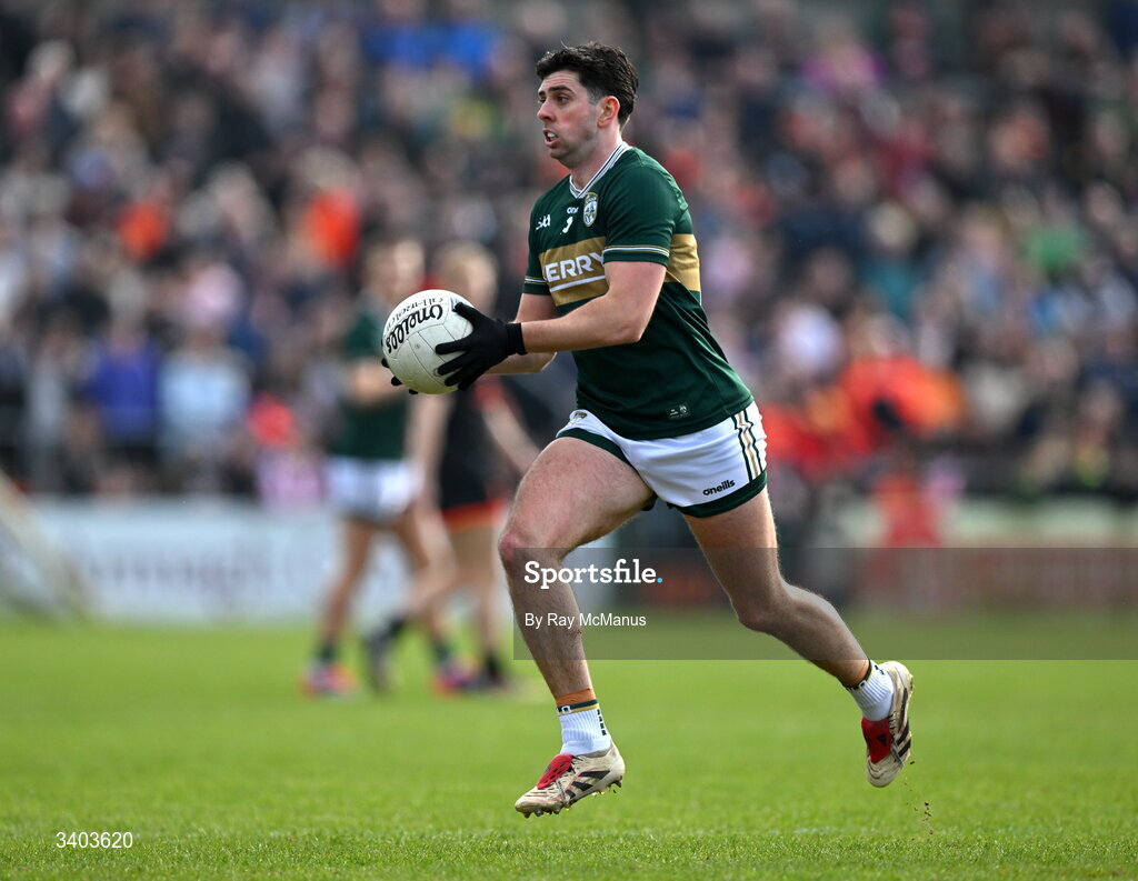 22 March 2026; Dylan Geaney of Kerry during the Allianz Football League Division 1 match between Armagh and Kerry at BOX-IT Athletic Grounds in Armagh. Photo by Ray McManus/Sportsfile