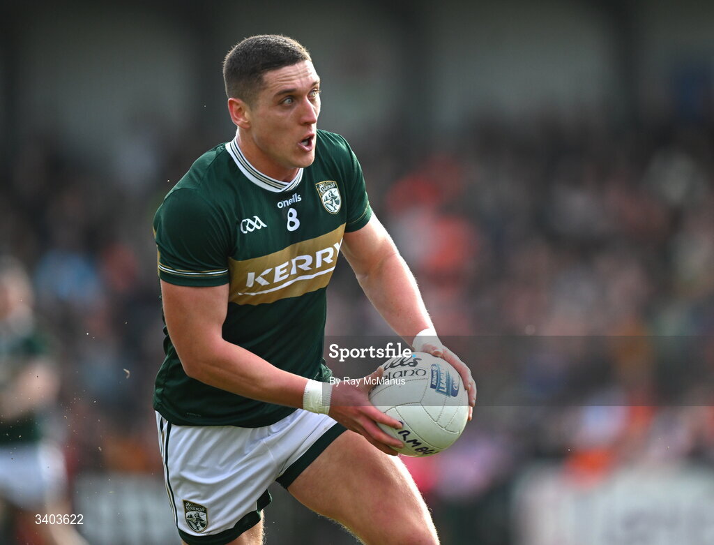 22 March 2026; Joe O'Connor of Kerry during the Allianz Football League Division 1 match between Armagh and Kerry at BOX-IT Athletic Grounds in Armagh. Photo by Ray McManus/Sportsfile