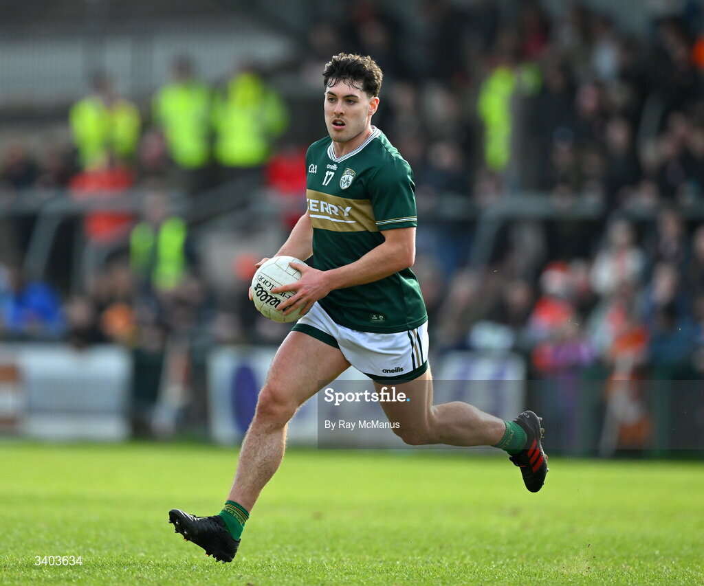 22 March 2026; Mike Breen of Kerry during the Allianz Football League Division 1 match between Armagh and Kerry at BOX-IT Athletic Grounds in Armagh. Photo by Ray McManus/Sportsfile