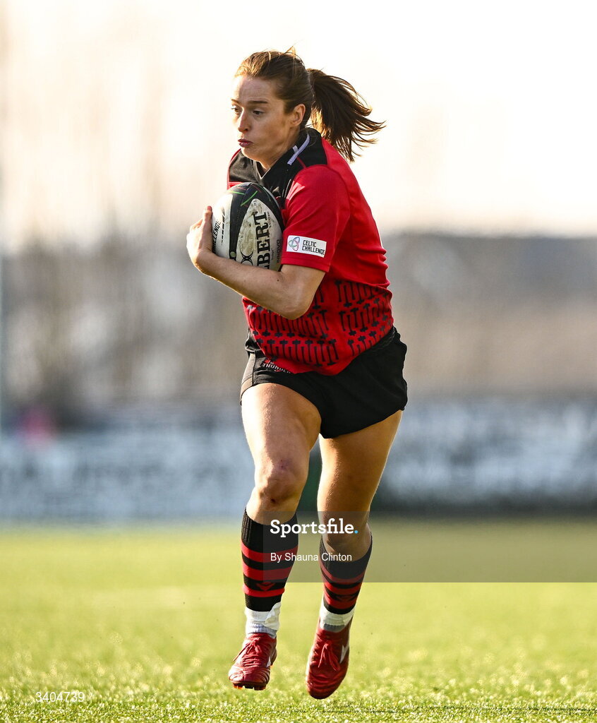21 March 2026; Lisa Neumann of Brython Thunder during the Celtic Challenge semi-final match between Wolfhounds and Brython Thunder at Dexcom Stadium in Galway. Photo by Shauna Clinton/Sportsfile