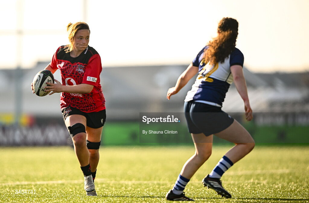 21 March 2026; Alisha Joyce of Brython Thunder during the Celtic Challenge semi-final match between Wolfhounds and Brython Thunder at Dexcom Stadium in Galway. Photo by Shauna Clinton/Sportsfile
