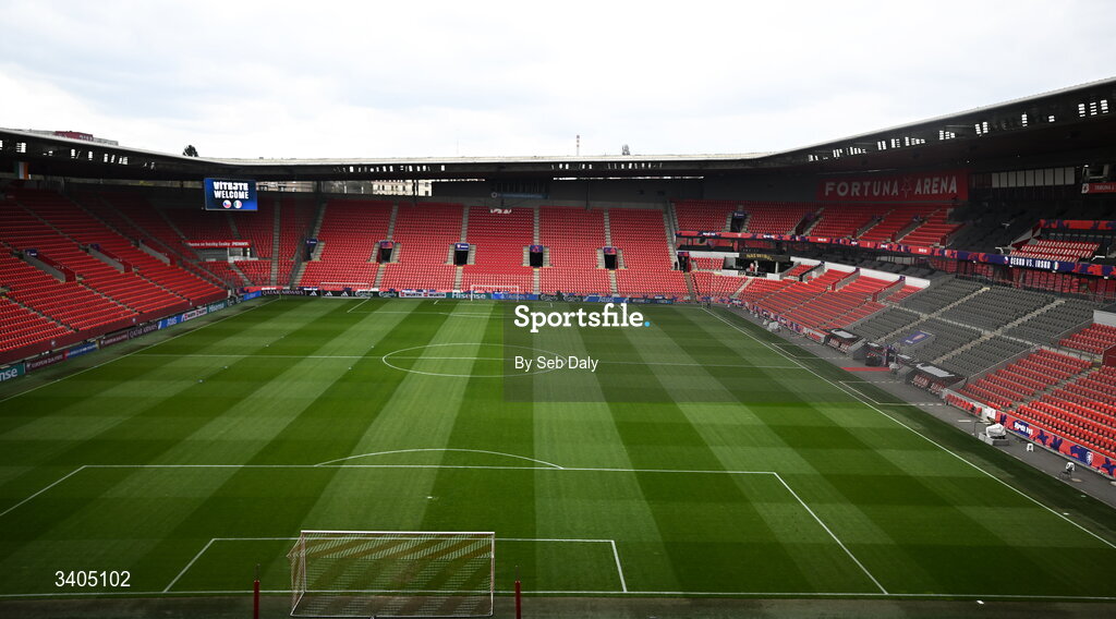 26 March 2026; A general view inside the stadium before the FIFA World Cup 2026 European Qualifiers play-off semi-final match between Czechia and Republic of Ireland at Fortuna Arena in Prague, Czechia. Photo by Seb Daly/Sportsfile
