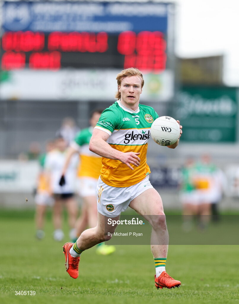 22 March 2026; Cormac Egan of Offaly during the Allianz Football League Division 2 match between Offaly and Meath at Glenisk O'Connor Park in Tullamore, Offaly. Photo by Michael P Ryan/Sportsfile