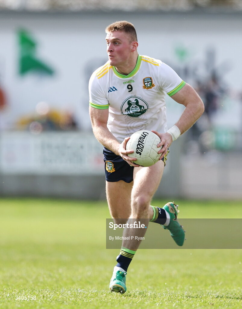 22 March 2026; Jack Flynn of Meath during the Allianz Football League Division 2 match between Offaly and Meath at Glenisk O'Connor Park in Tullamore, Offaly. Photo by Michael P Ryan/Sportsfile