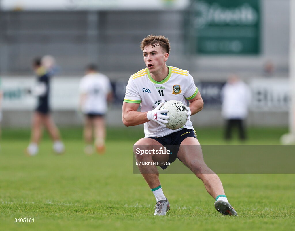 22 March 2026; Ruairí Kinsella of Meath during the Allianz Football League Division 2 match between Offaly and Meath at Glenisk O'Connor Park in Tullamore, Offaly. Photo by Michael P Ryan/Sportsfile
