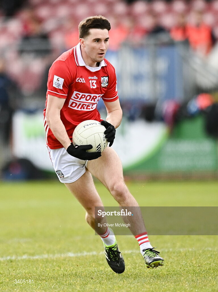 22 March 2026; Chris Og Jones of Cork during the Allianz Football League Division 2 match between Tyrone and Cork at O'Neills Healy Park in Omagh, Tyrone. Photo by Oliver McVeigh/Sportsfile
