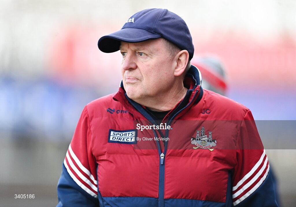 22 March 2026; Cork Manager John Cleary during the Allianz Football League Division 2 match between Tyrone and Cork at O'Neills Healy Park in Omagh, Tyrone. Photo by Oliver McVeigh/Sportsfile