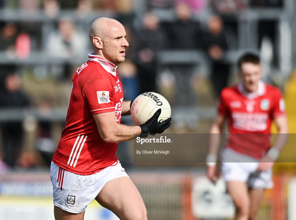 22 March 2026; Brian O"Driscoll of Cork  during the Allianz Football League Division 2 match between Tyrone and Cork at O'Neills Healy Park in Omagh, Tyrone. Photo by Oliver McVeigh/Sportsfile