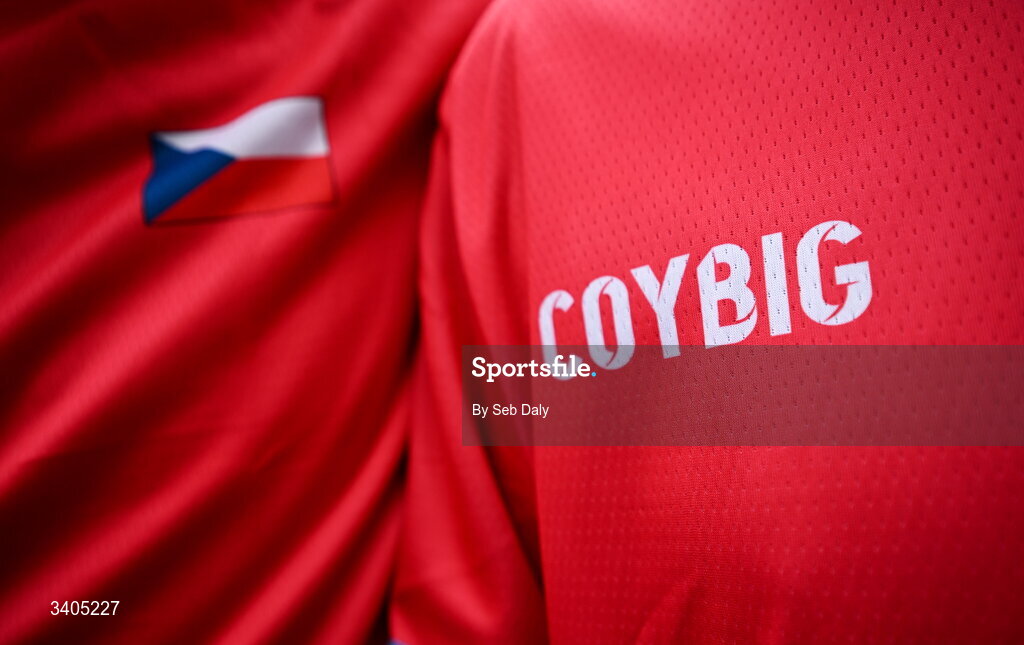 26 March 2026; A detailed view of supporters jerseys in Prague before the FIFA World Cup 2026 European Qualifiers play-off semi-final match between Czechia and Republic of Ireland at Fortuna Arena in Prague, Czechia. Photo by Seb Daly/Sportsfile