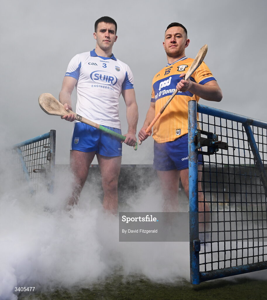 26 March 2026; Munster senior hurlers Mark Fitzgerald of Waterford and David Reidy of Clare in attendance for the Munster GAA Senior Hurling and Football Championship launch 2026 at FBD Semple Stadium in Thurles, Tipperary. Photo by David Fitzgerald/Sportsfile