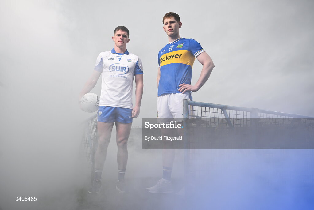 26 March 2026; Munster senior footballers Conor Murray of Waterford and Paudie Feehan of Tipperary in attendance for the Munster GAA Senior Hurling and Football Championship launch 2026 at FBD Semple Stadium in Thurles, Tipperary. Photo by David Fitzgerald/Sportsfile
