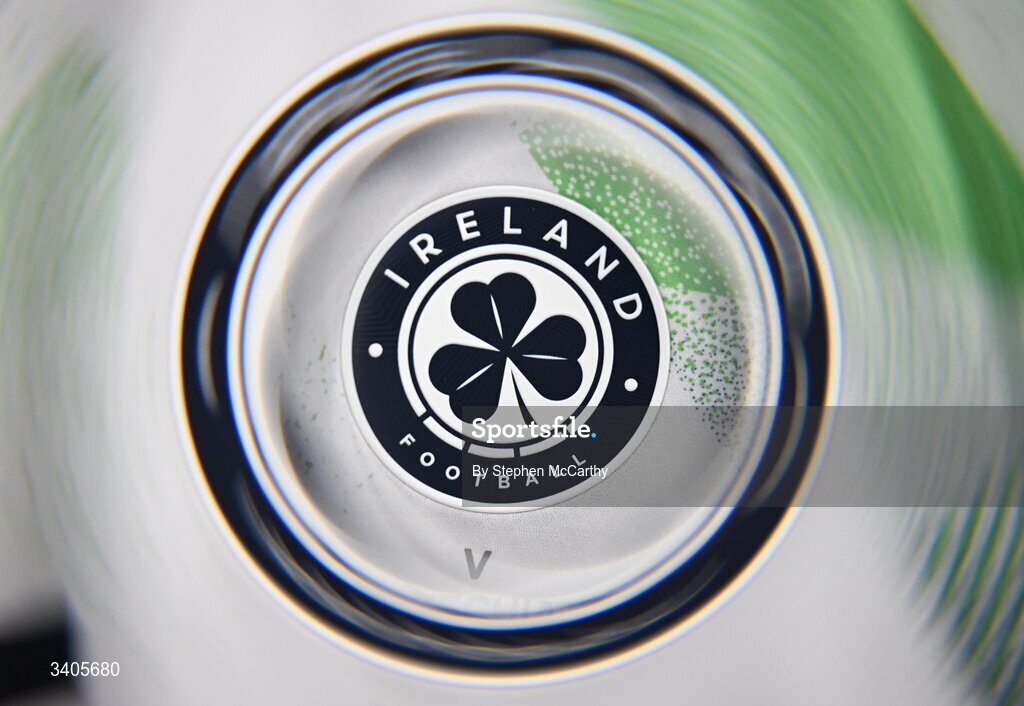 26 March 2026; (EDITOR'S NOTE; This image was created using a special effects camera filter) A detailed view of the Republic of Ireland jersey before the FIFA World Cup 2026 European Qualifiers play-off semi-final match between Czechia and Republic of Ireland at Fortuna Arena in Prague, Czechia. Photo by Stephen McCarthy/Sportsfile