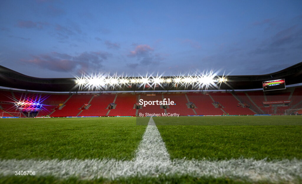 26 March 2026; (EDITOR'S NOTE; This image was created using a special effects camera filter) A general view before the FIFA World Cup 2026 European Qualifiers play-off semi-final match between Czechia and Republic of Ireland at Fortuna Arena in Prague, Czechia. Photo by Stephen McCarthy/Sportsfile
