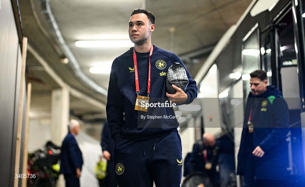 26 March 2026; Harvey Vale of Republic of Ireland before the FIFA World Cup 2026 European Qualifiers play-off semi-final match between Czechia and Republic of Ireland at Fortuna Arena in Prague, Czechia. Photo by Stephen McCarthy/Sportsfile
