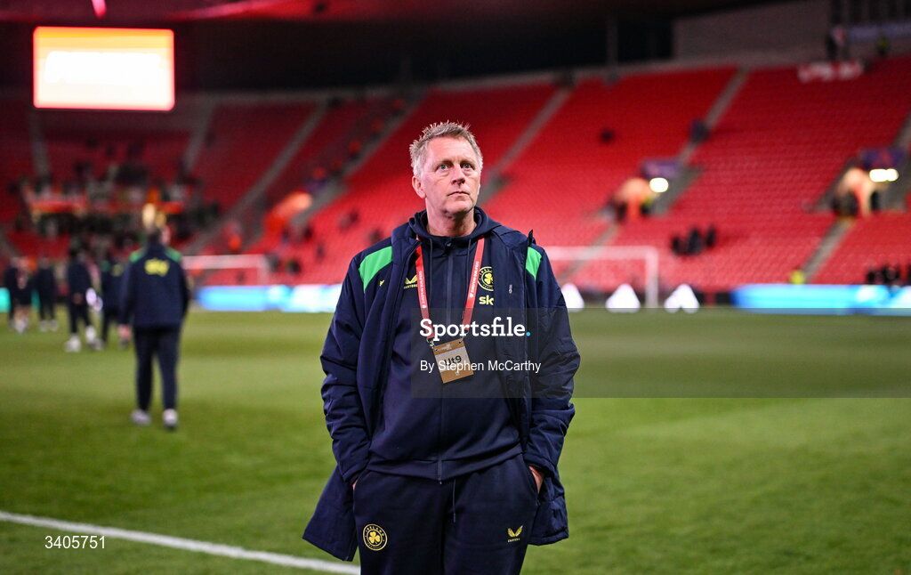 26 March 2026; Republic of Ireland head coach Heimir Hallgrimsson before the FIFA World Cup 2026 European Qualifiers play-off semi-final match between Czechia and Republic of Ireland at Fortuna Arena in Prague, Czechia. Photo by Stephen McCarthy/Sportsfile