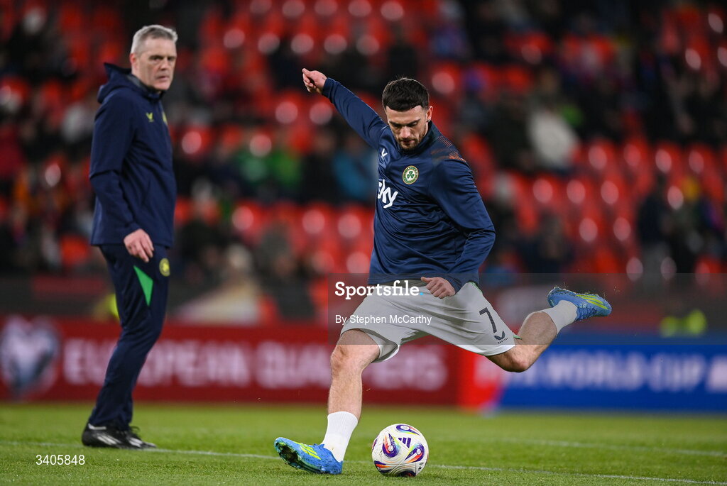 26 March 2026; / during the FIFA World Cup 2026 European Qualifiers play-off semi-final match between Czechia and Republic of Ireland at Fortuna Arena in Prague, Czechia. Photo by Stephen McCarthy/Sportsfile