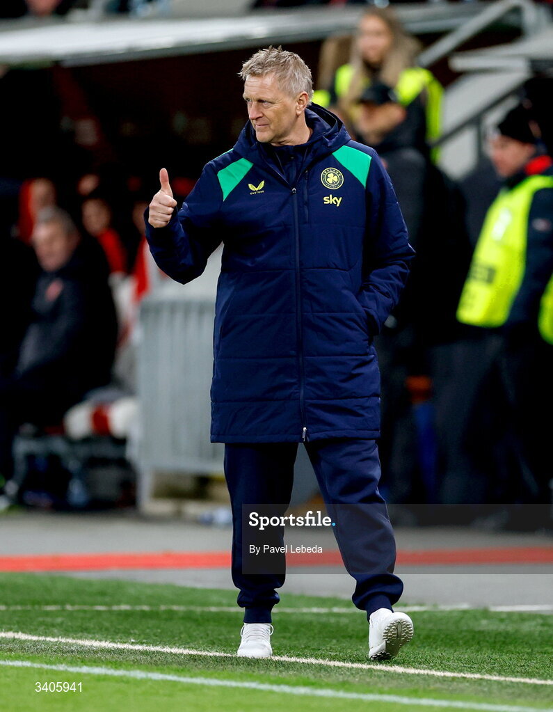 26 March 2026; Republic of Ireland head coach Heimir Hallgrimsson during the FIFA World Cup 2026 European Qualifiers play-off semi-final match between Czechia and Republic of Ireland at Fortuna Arena in Prague, Czechia. Photo by Pavel Lebeda/Sportsfile