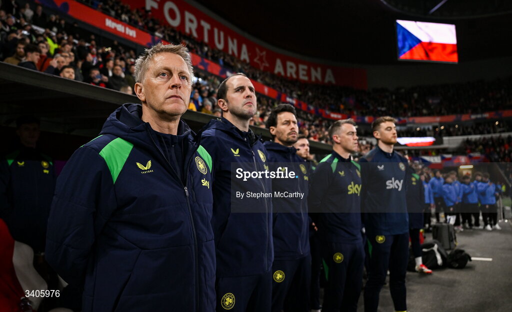 26 March 2026; Republic of Ireland head coach Heimir Hallgrimsson before the FIFA World Cup 2026 European Qualifiers play-off semi-final match between Czechia and Republic of Ireland at Fortuna Arena in Prague, Czechia. Photo by Stephen McCarthy/Sportsfile