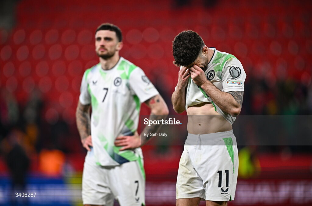 26 March 2026; Robbie Brady of Republic of Ireland after the FIFA World Cup 2026 European Qualifiers play-off semi-final match between Czechia and Republic of Ireland at Fortuna Arena in Prague, Czechia. Photo by Seb Daly/Sportsfile