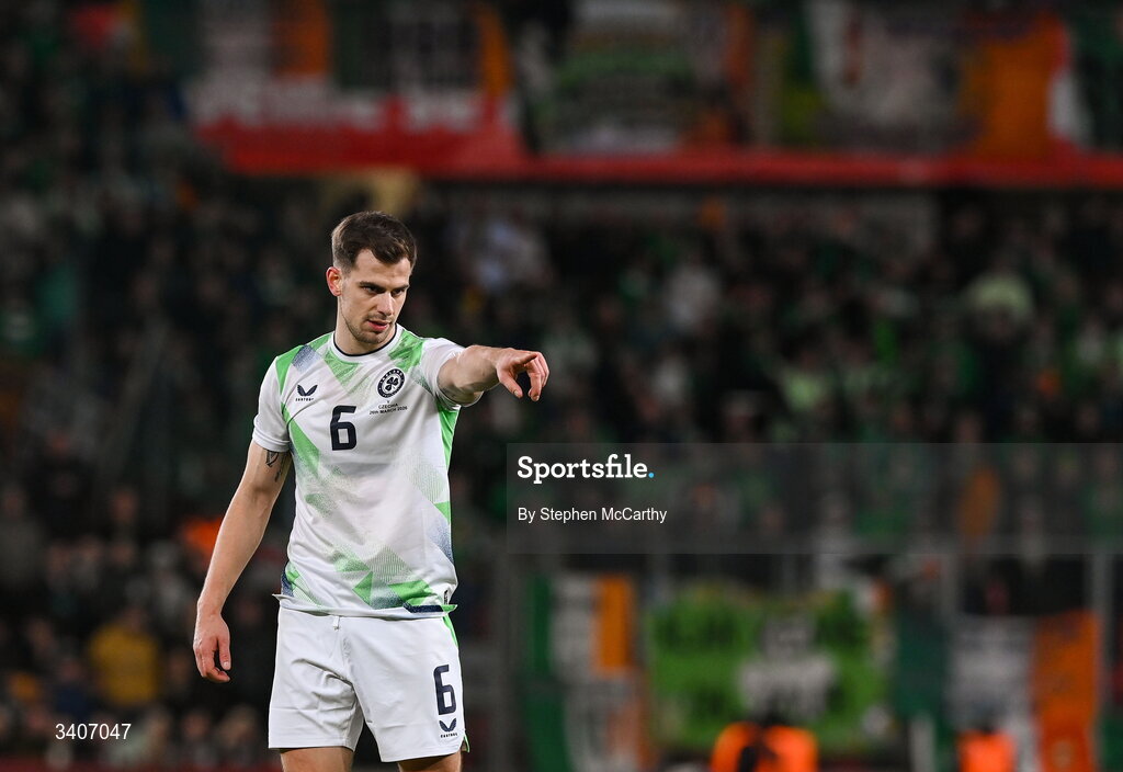 26 March 2026; Jayson Molumby of Republic of Ireland during the FIFA World Cup 2026 European Qualifiers play-off semi-final match between Czechia and Republic of Ireland at Fortuna Arena in Prague, Czechia. Photo by Stephen McCarthy/Sportsfile