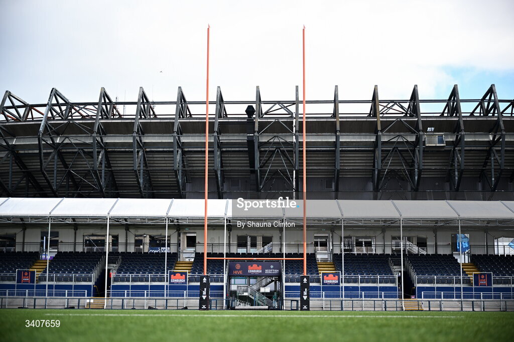 28 March 2026; A general view ahead of the Celtic Challenge final match between Wolfhounds and Clovers at The Hive Stadium in Edinburgh, Scotland. Photo by Shauna Clinton/Sportsfile
