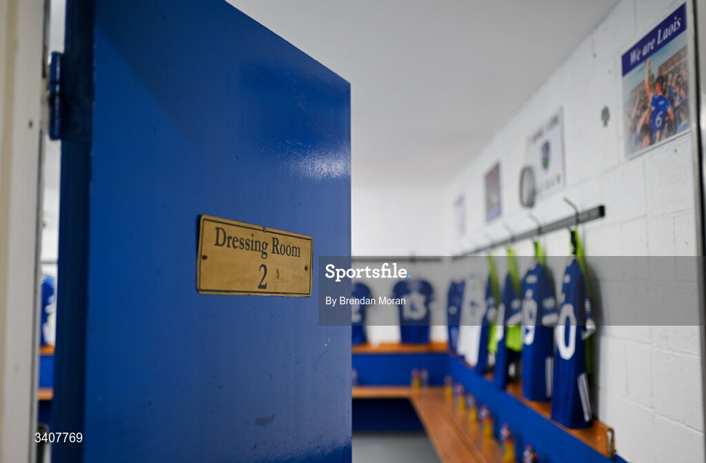 28 March 2026; A general view of the Laois dressingroom before the Allianz Hurling League Division 2 final match between Laois and Kerry at Laois Hire O'Moore Park in Portlaoise, Laois. Photo by Brendan Moran/Sportsfile