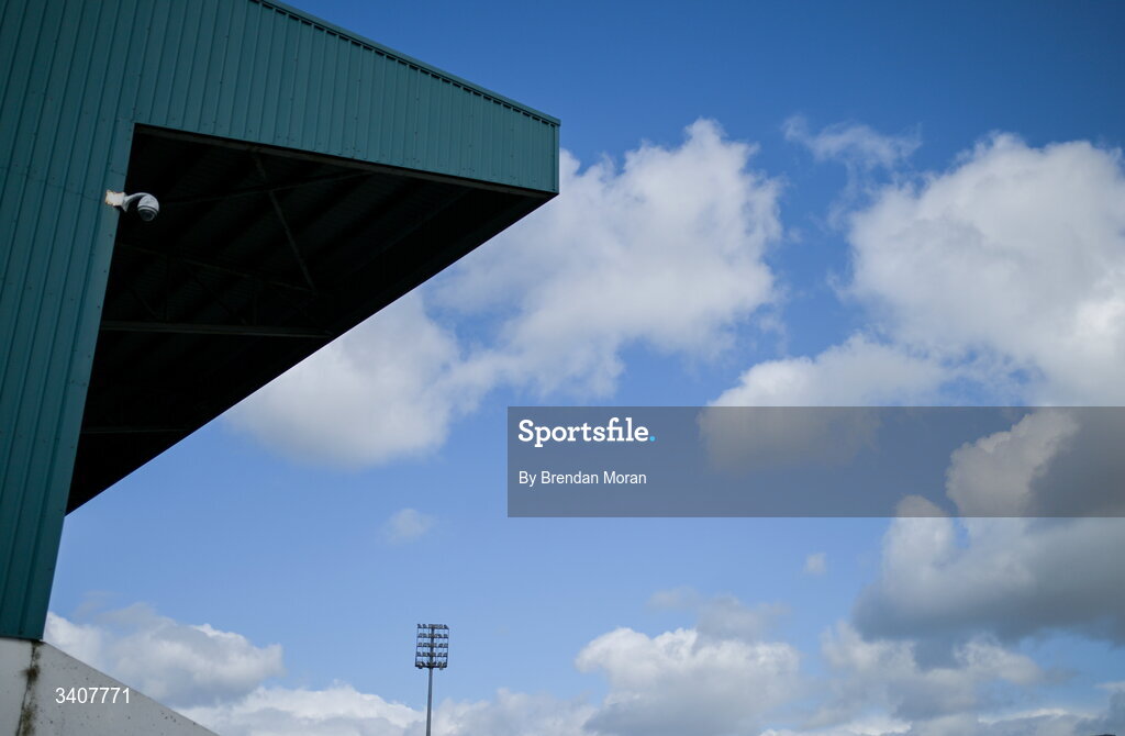 28 March 2026; A general view of a blue sky and clouds over the main stand before the Allianz Hurling League Division 2 final match between Laois and Kerry at Laois Hire O'Moore Park in Portlaoise, Laois. Photo by Brendan Moran/Sportsfile