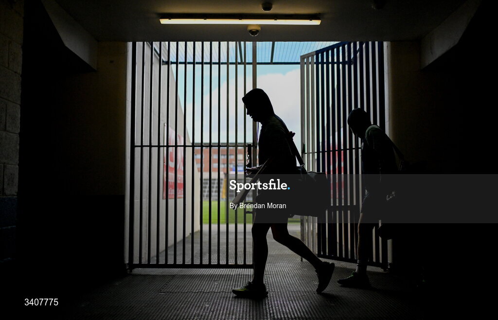 28 March 2026; Kerry players arrive before the Allianz Hurling League Division 2 final match between Laois and Kerry at Laois Hire O'Moore Park in Portlaoise, Laois. Photo by Brendan Moran/Sportsfile