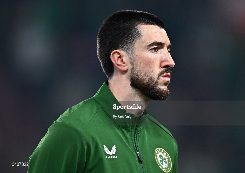 26 March 2026; Finn Azaz of Republic of Ireland before the FIFA World Cup 2026 European Qualifiers play-off semi-final match between Czechia and Republic of Ireland at Fortuna Arena in Prague, Czechia. Photo by Seb Daly/Sportsfile