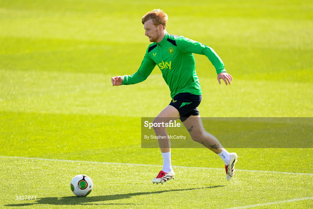 28 March 2026; Liam Scales during a Republic of Ireland men's training session at the FAI National Training Centre in Abbotstown, Dublin. Photo by Stephen McCarthy/Sportsfile