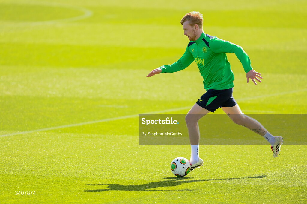 28 March 2026; Liam Scales during a Republic of Ireland men's training session at the FAI National Training Centre in Abbotstown, Dublin. Photo by Stephen McCarthy/Sportsfile
