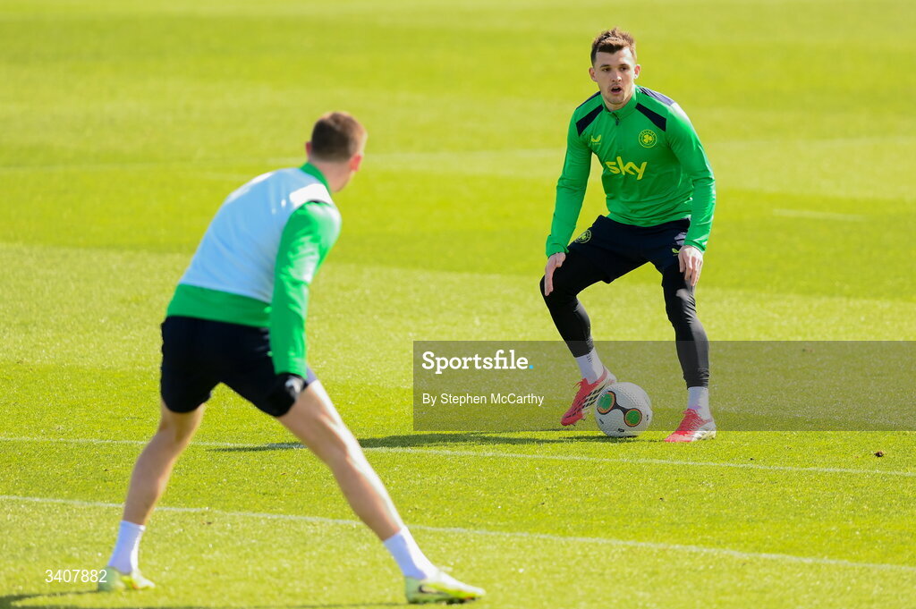 28 March 2026; Jason Knight during a Republic of Ireland men's training session at the FAI National Training Centre in Abbotstown, Dublin. Photo by Stephen McCarthy/Sportsfile