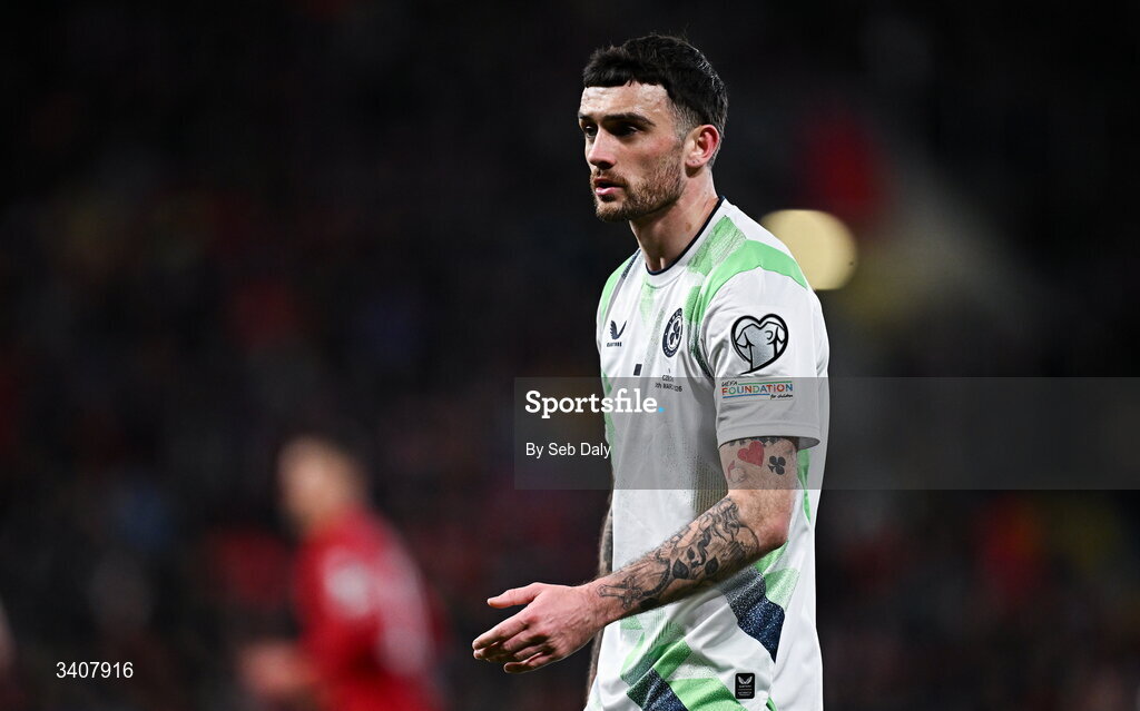 26 March 2026; Troy Parrott of Republic of Ireland during the FIFA World Cup 2026 European Qualifiers play-off semi-final match between Czechia and Republic of Ireland at Fortuna Arena in Prague, Czechia. Photo by Seb Daly/Sportsfile