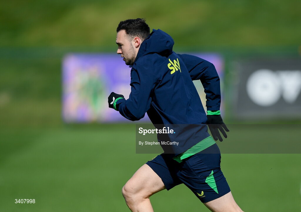 28 March 2026; Harvey Vale during a Republic of Ireland men's training session at the FAI National Training Centre in Abbotstown, Dublin. Photo by Stephen McCarthy/Sportsfile