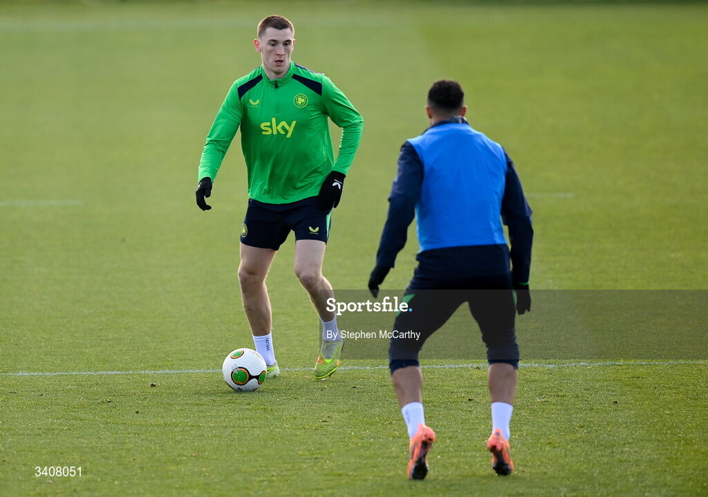 28 March 2026; Jimmy Dunne during a Republic of Ireland men's training session at the FAI National Training Centre in Abbotstown, Dublin. Photo by Stephen McCarthy/Sportsfile