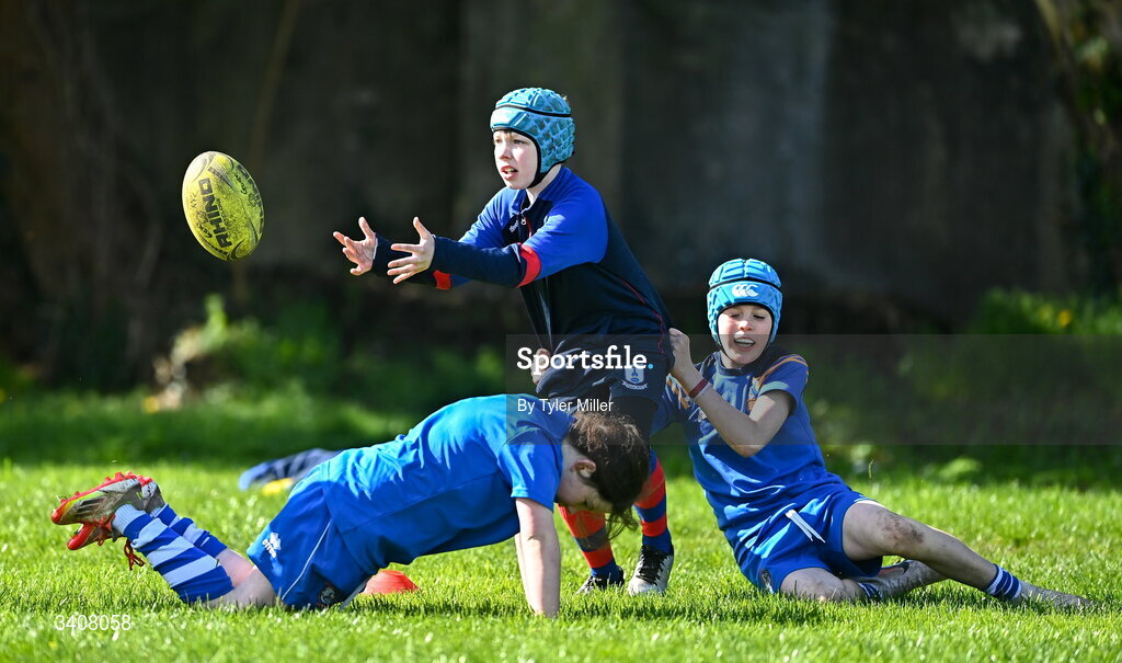 28 March 2026; Action during the Aviva Minis Rugby Festival Connacht match between Tuam and Gort at Galway Bay RFC at Knocknacarra Park in Galway. Photo by Tyler Miller/Sportsfile