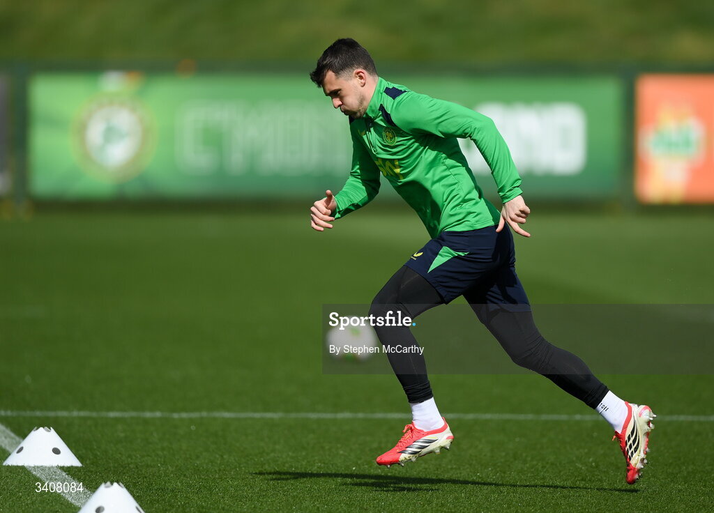 28 March 2026; Jason Knight during a Republic of Ireland men's training session at the FAI National Training Centre in Abbotstown, Dublin. Photo by Stephen McCarthy/Sportsfile
