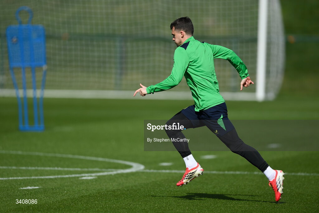 28 March 2026; Jason Knight during a Republic of Ireland men's training session at the FAI National Training Centre in Abbotstown, Dublin. Photo by Stephen McCarthy/Sportsfile