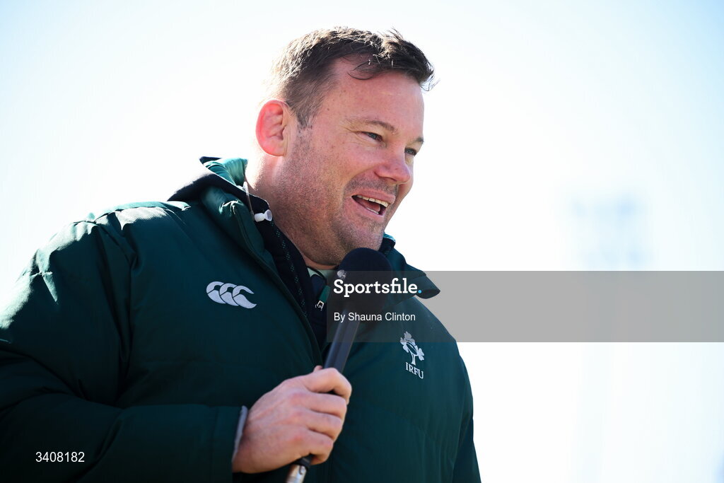 28 March 2026; Clovers head coach Denis Fogarty before the Celtic Challenge final match between Wolfhounds and Clovers at The Hive Stadium in Edinburgh, Scotland. Photo by Shauna Clinton/Sportsfile