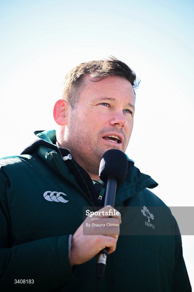 28 March 2026; Clovers head coach Denis Fogarty before the Celtic Challenge final match between Wolfhounds and Clovers at The Hive Stadium in Edinburgh, Scotland. Photo by Shauna Clinton/Sportsfile