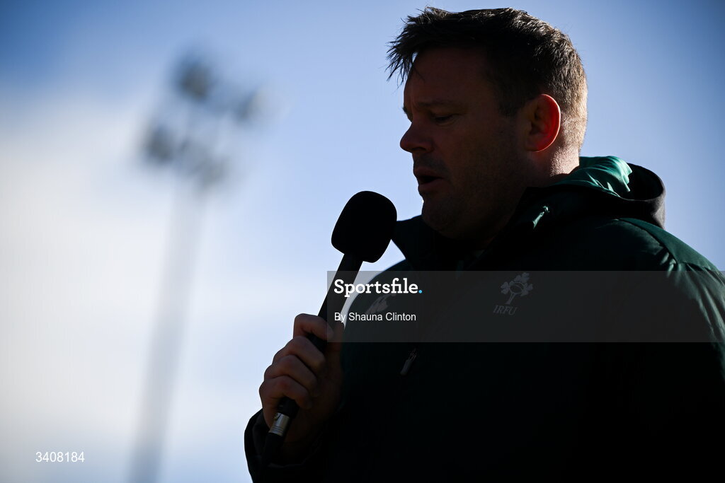 28 March 2026; Clovers head coach Denis Fogarty before the Celtic Challenge final match between Wolfhounds and Clovers at The Hive Stadium in Edinburgh, Scotland. Photo by Shauna Clinton/Sportsfile