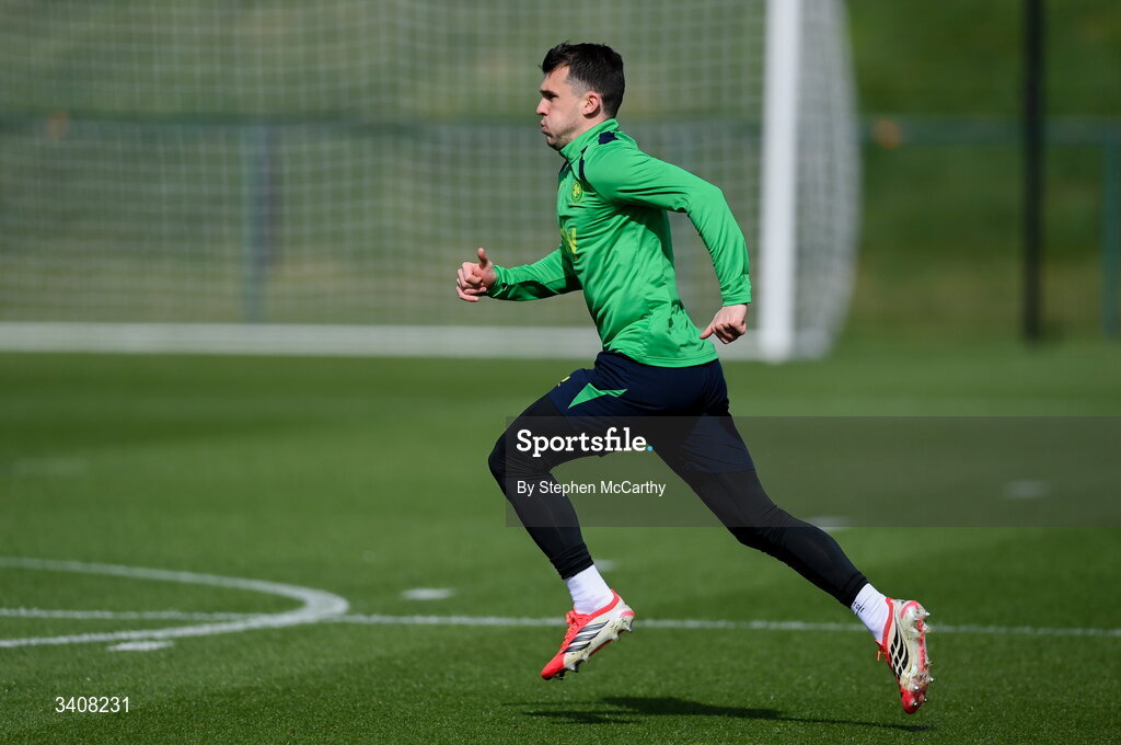 28 March 2026; Jason Knight during a Republic of Ireland men's training session at the FAI National Training Centre in Abbotstown, Dublin. Photo by Stephen McCarthy/Sportsfile