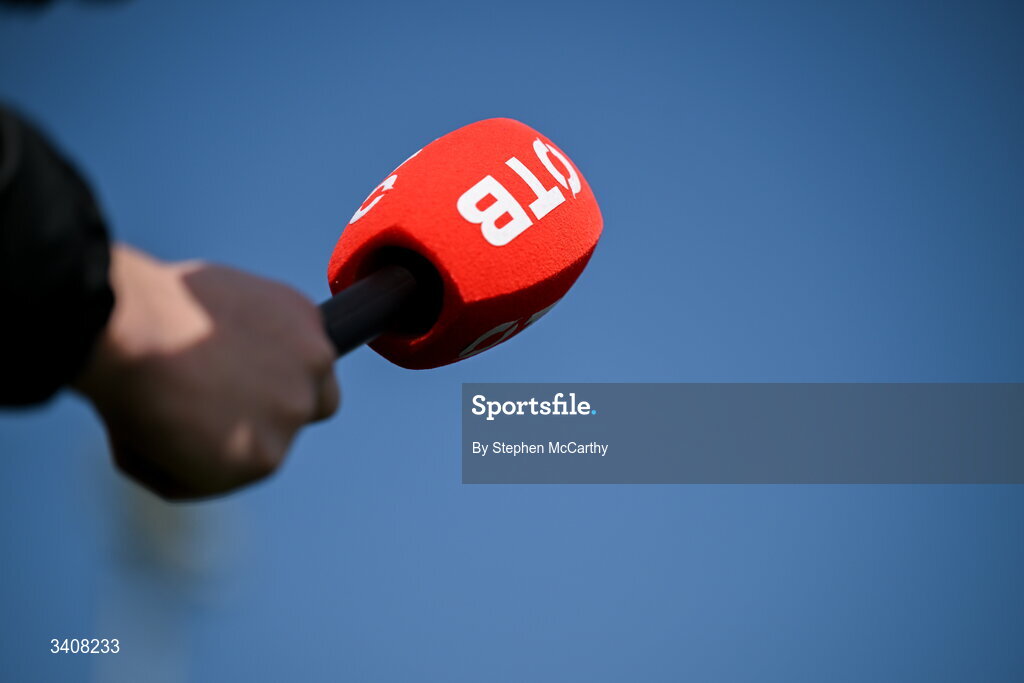 28 March 2026; A detailed view of a OTB microphone during a pitchside briefing before a Republic of Ireland men's training session at the FAI National Training Centre in Abbotstown, Dublin. Photo by Stephen McCarthy/Sportsfile