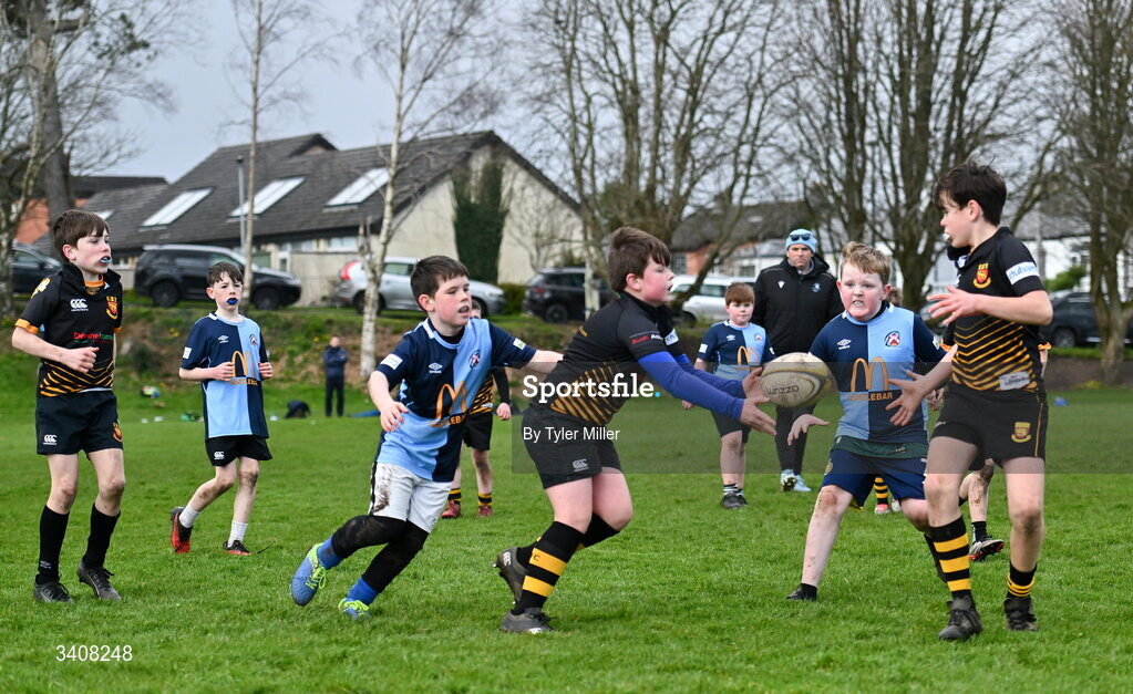 28 March 2026; Action during the Aviva Minis Rugby Festival Connacht match between Buccaneers and Castlebar at Galway Bay RFC at Knocknacarra Park in Galway. Photo by Tyler Miller/Sportsfile