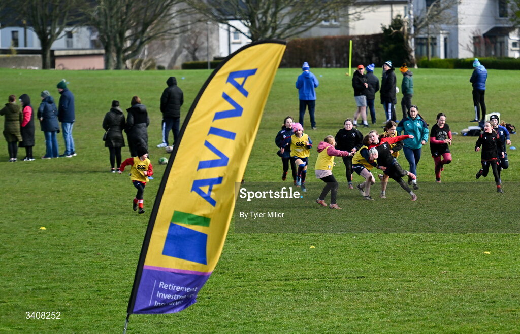 28 March 2026; A general view of action during the Aviva Minis Rugby Festival Connacht at Galway Bay RFC at Knocknacarra Park in Galway. Photo by Tyler Miller/Sportsfile