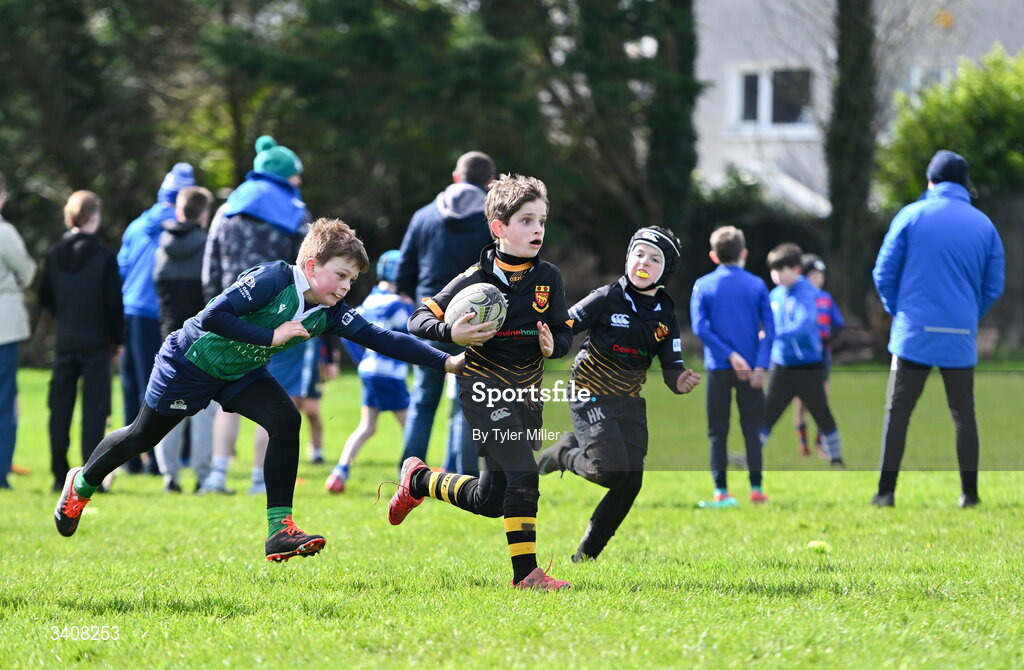 28 March 2026; Action during the Aviva Minis Rugby Festival Connacht match between Buccaneers and Ballina at Galway Bay RFC at Knocknacarra Park in Galway. Photo by Tyler Miller/Sportsfile
