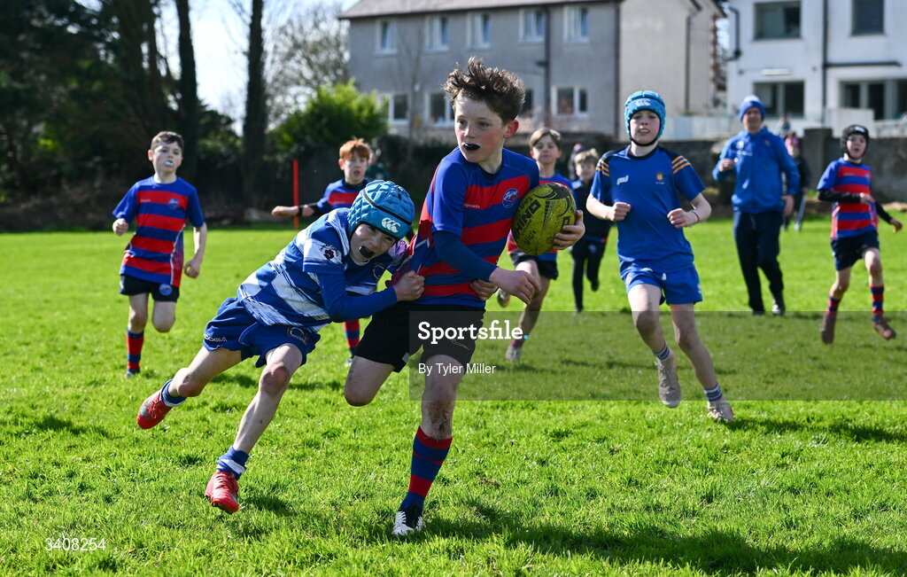 28 March 2026; Action during the Aviva Minis Rugby Festival Connacht at Galway Bay RFC at Knocknacarra Park in Galway. Photo by Tyler Miller/Sportsfile