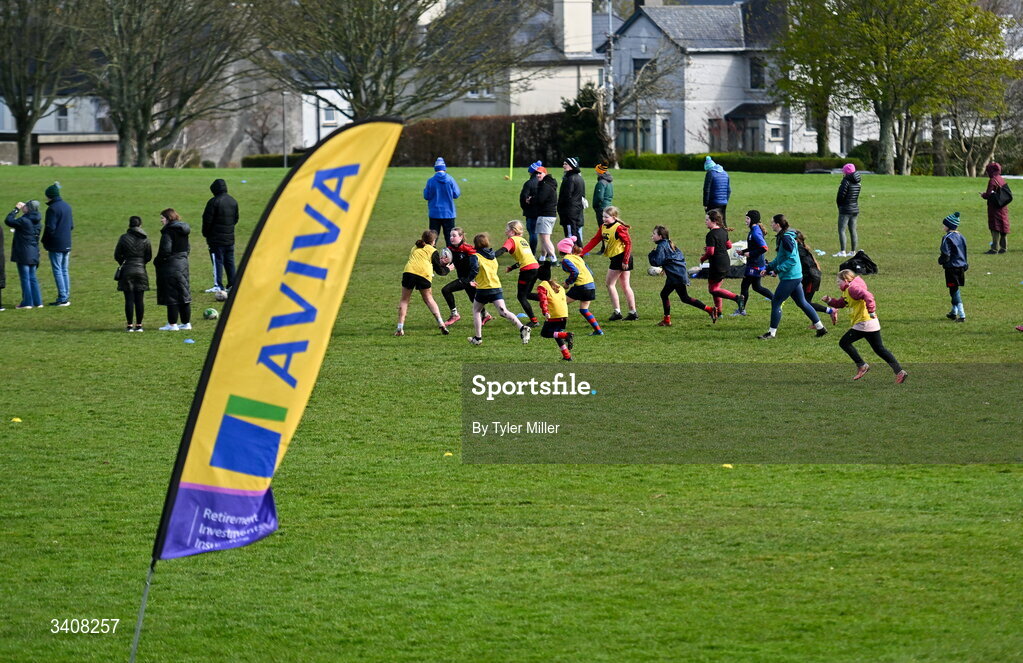 28 March 2026; A general view of action during the Aviva Minis Rugby Festival Connacht at Galway Bay RFC at Knocknacarra Park in Galway. Photo by Tyler Miller/Sportsfile
